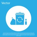 Blue Recycle bin with recycle symbol icon isolated on blue background. Trash can icon. Garbage bin sign. Recycle basket Royalty Free Stock Photo