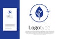 Blue Recycle symbol and leaf icon isolated on white background. Environment recyclable go green. Logo design template Royalty Free Stock Photo