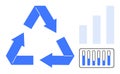 Recycling Symbol with Growth Chart and Data Visualization Bars in Blue Tones Royalty Free Stock Photo