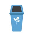 Blue recycling basket isolated icon on white, stock vector illustration