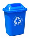 Blue Recycling Bin for Bottles Isolated on White Royalty Free Stock Photo