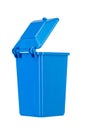 Blue recycling bin with open lid isolated on white background. Trash bin. File contains clipping path Royalty Free Stock Photo