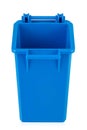 Blue recycling bin with open lid isolated on white background. Trash bin. File contains clipping path Royalty Free Stock Photo