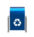 Blue recycling bin with recycle sign. Royalty Free Stock Photo
