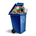 Blue Recycling Bin Royalty Free Stock Photo