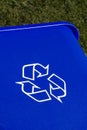 Blue Recycling Box on Grass Royalty Free Stock Photo