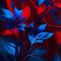 Blue and red abstract flower Illustration for prints, wall art, cover and invitation. Watercolor art background Royalty Free Stock Photo