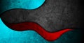 Blue and red abstract waves on the black grunge wall texture background Royalty Free Stock Photo