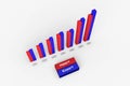 Blue and Red Achievement Bar Graph with Metal Cargo Container Royalty Free Stock Photo