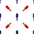 Blue and red Adhesive roller for cleaning clothes icon isolated seamless pattern on white background. Getting rid of Royalty Free Stock Photo