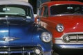 A blue and red antique car in Hollywood, California