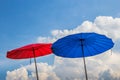 Blue and red beach umbrella Royalty Free Stock Photo