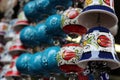 Ceramic bells and blue eyes Amulets Royalty Free Stock Photo