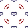 Blue and red Bicycle handlebar icon isolated seamless pattern on white background. Vector Royalty Free Stock Photo