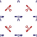Blue and red Bicycle handlebar icon isolated seamless pattern on white background. Vector Royalty Free Stock Photo