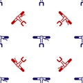 Blue and red Bicycle handlebar icon isolated seamless pattern on white background. Vector Royalty Free Stock Photo