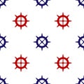 Blue and red Bicycle sprocket crank icon isolated seamless pattern on white background. Vector Royalty Free Stock Photo