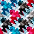 Blue red and black polygons on a light background abstract geometric seamless pattern Royalty Free Stock Photo