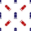 Blue and red Bullet icon isolated seamless pattern on white background. Vector Royalty Free Stock Photo