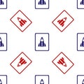 Blue and red Business startup project concept icon isolated seamless pattern on white background. Symbol of new business Royalty Free Stock Photo