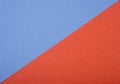 Blue and red cardboard. Red and blue paper texture background. Abstract geometric flat composition. Copy spaces Royalty Free Stock Photo