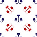 Blue and red Chandelier icon isolated seamless pattern on white background. Vector Royalty Free Stock Photo