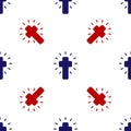 Blue and red Christian cross icon isolated seamless pattern on white background. Church cross. Vector Royalty Free Stock Photo