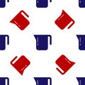 Blue and red Coffee pot icon isolated seamless pattern on white background. Vector Royalty Free Stock Photo