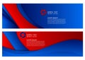 Blue and red color geometric abstract background with copy space, Vector illustration for banner of your business Royalty Free Stock Photo