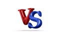 Blue and red 3d versus battle headline with shadow isolated on white background. Competitions between contestants, fighters or Royalty Free Stock Photo