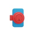Blue and red door lock cylinder with keyhole on white background Royalty Free Stock Photo