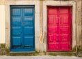 Blue and red doors Porto Portugal