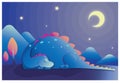 Blue and red dragon sleeping under the stars