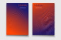 Blue and Red Duotone Minimalistic Brochure or Flyer Layout Template. Vector Halftone Background Design. Abstract Business Template