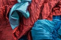 Blue and red fabric Royalty Free Stock Photo