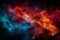 Blue and red fire isolated on black background Royalty Free Stock Photo