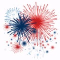 Blue and red firework on white background for 4 july independence day, New Year Royalty Free Stock Photo