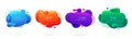 Blue, red fluid blobs, gradient green,violet spots
