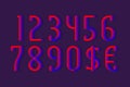 Blue red gradient magic 3d numbers and currency signs