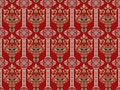 Blue, red and green Turkish seamless pattern with luxury floral ornament. Traditional Arabic, Indian motifs. Great for fabric and