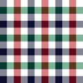 Blue, red, green, white gingham check pattern vector. Seamless Christmas and New Year seamless background for tablecloth. Royalty Free Stock Photo