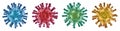 Blue, red, green and yellow Virus isolated on white background - 3D Virology and Microbiology - Coronavirus COVID-19 concept