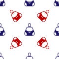 Blue and red Handbag icon isolated seamless pattern on white background. Female handbag sign. Glamour casual baggage Royalty Free Stock Photo