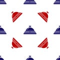 Blue and red Hotel service bell icon isolated seamless pattern on white background. Reception bell. Vector Royalty Free Stock Photo