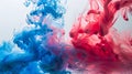 Blue and red ink swirling in water Royalty Free Stock Photo