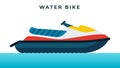 Water bike, jet ski, high-speed personal watercraft vector icon flat isolated.