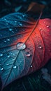 Blue red leaf water droplets image Royalty Free Stock Photo