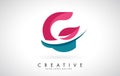 Blue and Red Letter G with Leaf and Creative Swoosh Logo Design Royalty Free Stock Photo