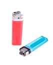 Blue and red lighters isolated on white background Royalty Free Stock Photo