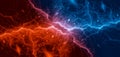 Blue and red lightning, abstract plasma background fire and ice Royalty Free Stock Photo